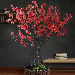 Arbre artificiel de fleur de pêcher pour la couleur rouge de mariage